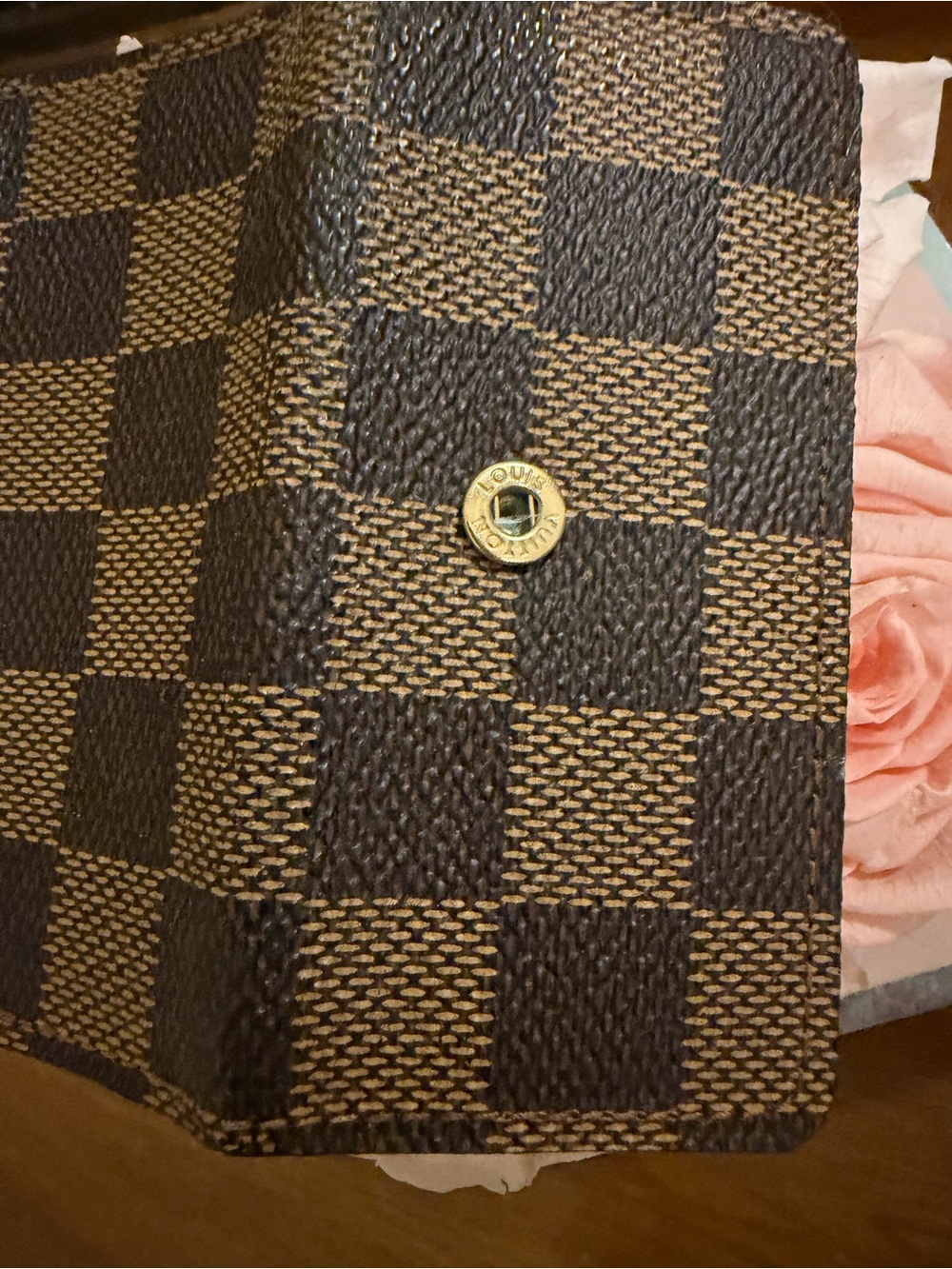 Louis Vuitton Brown Damier Ebene Key Pouch with Gold Snap - Picture 3 of 8